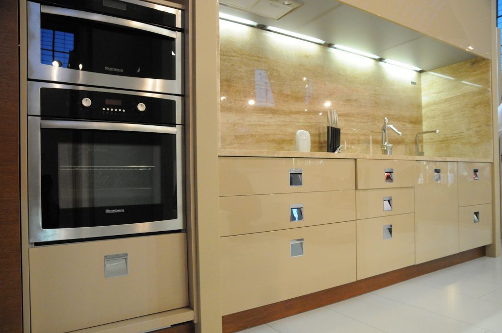 cream modular kitchen storage